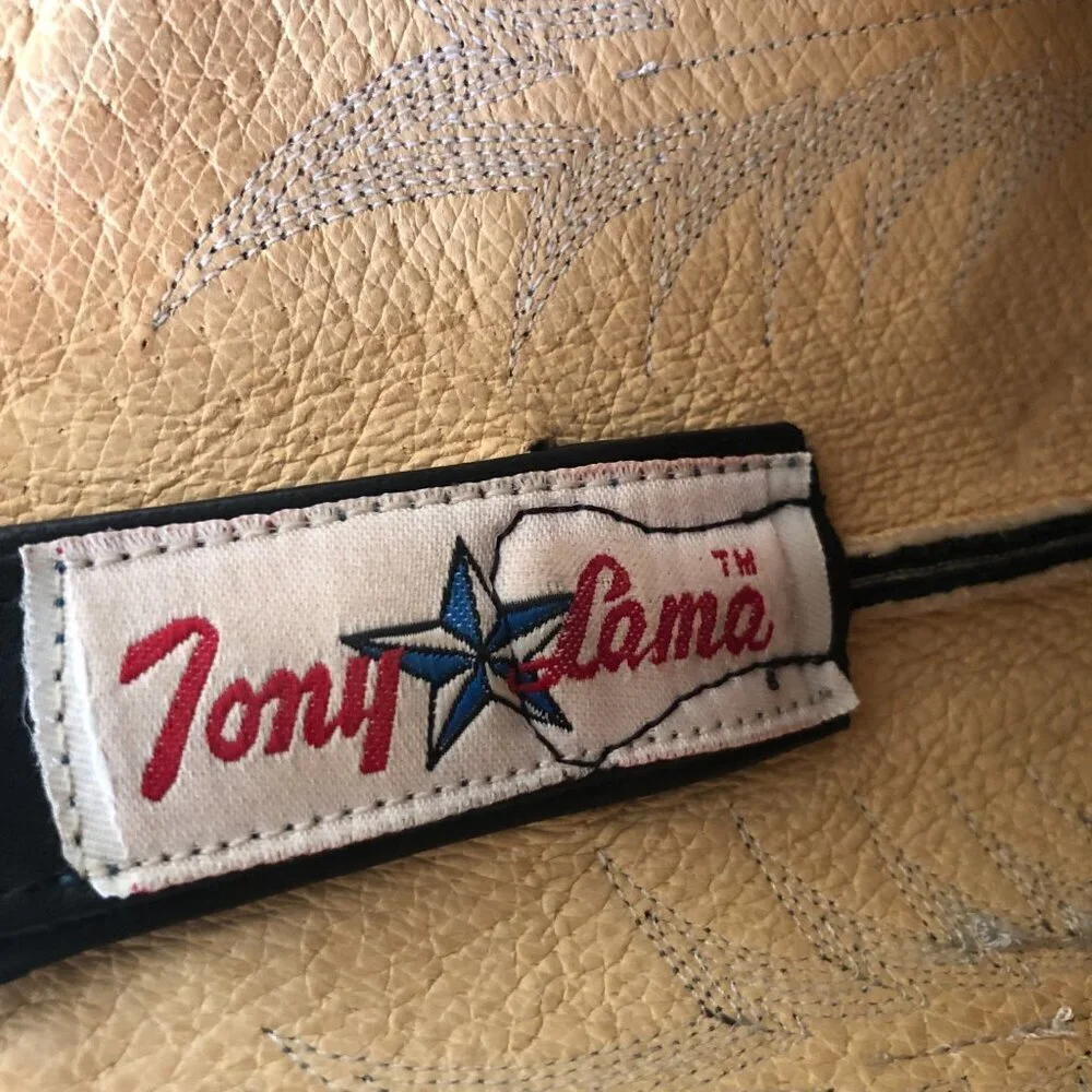 Tony Lama Black Cowboy Boots - Picture 2 of 11